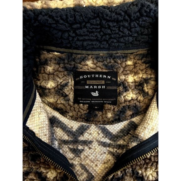 Southern Marsh Women's Small Brown Navy Beige Fleece Pullover Quarter Zipper - Picture 5 of 6